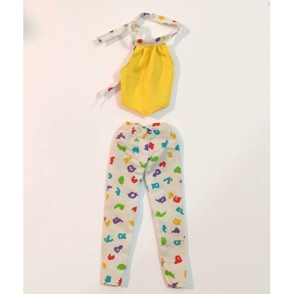 Vintage  Mattel Barbie  2 pc Yellow & Floral Fashion - Picture 1 of 4
